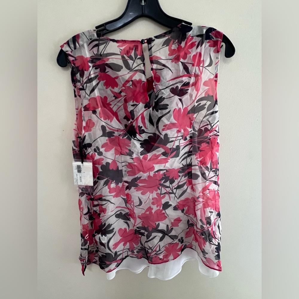 Milly Pink Floral Blouse with Black Bow NWT - Picture 6 of 8